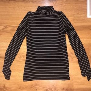 Striped Black+White Turtle Neck